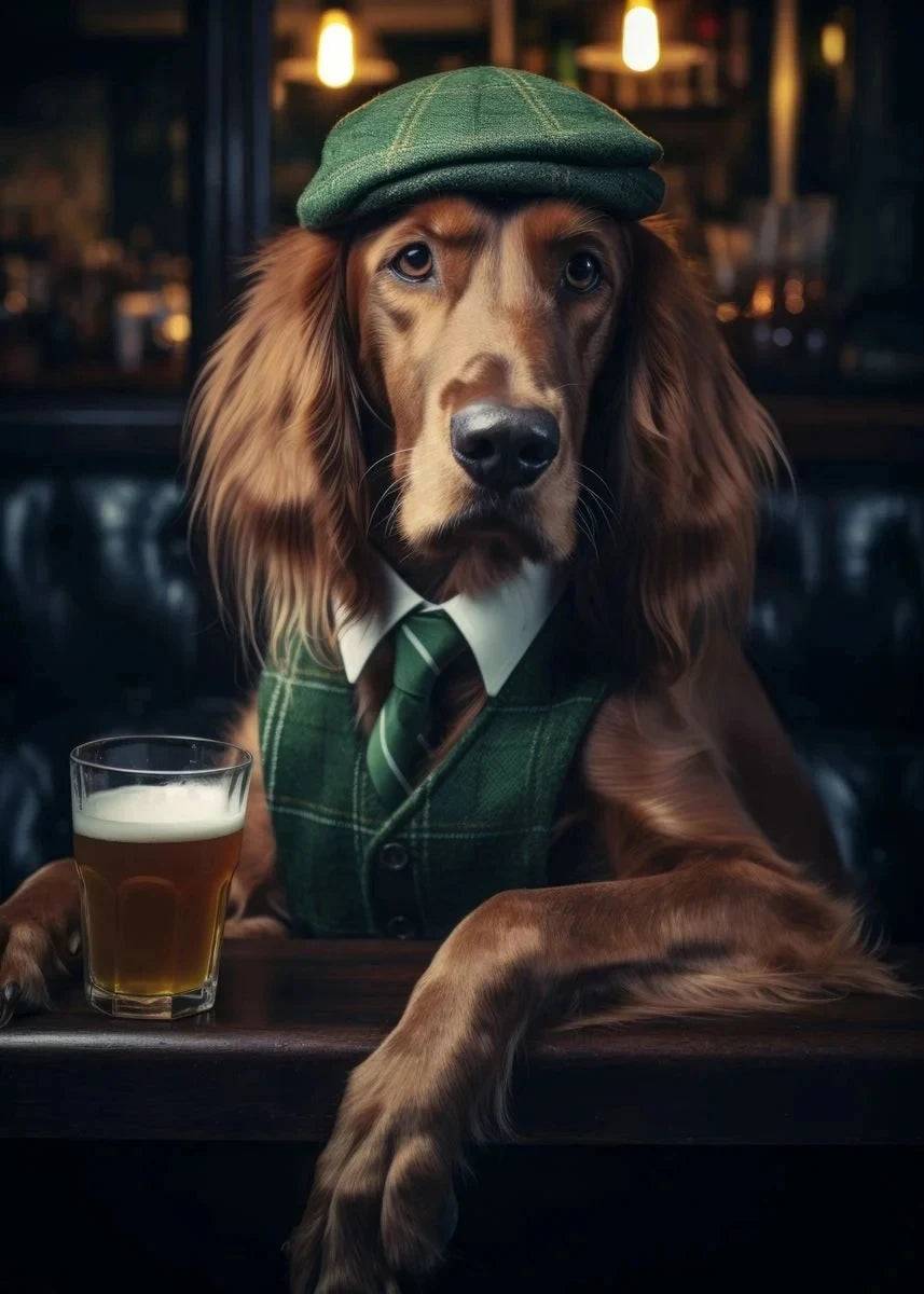 Poster med hundar i pubmiljö - Setter / 20x30cm