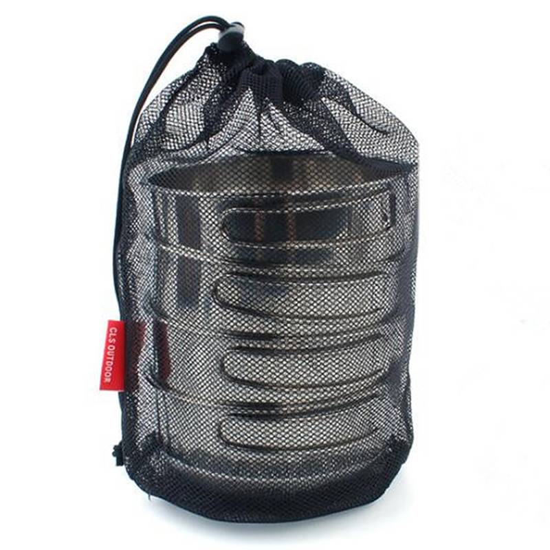 1PC Cutlery Bottle Pot Pan Kettle Mesh Storage Bag for Camping Travel Beach Portable Ultralight Nylon Mesh Drawstring Bag