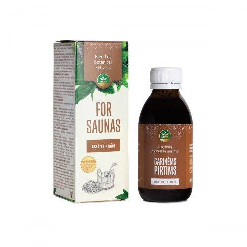 Blanding af ekstrakter til saunaer med æteriske olier fra Tea Tree og mynte, 150 ml.