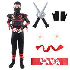 Wizland Ninja Fancy klänning, kostym pojkar, ninjautklädnad för barn, halloween, karnevalskostym 5–7 år