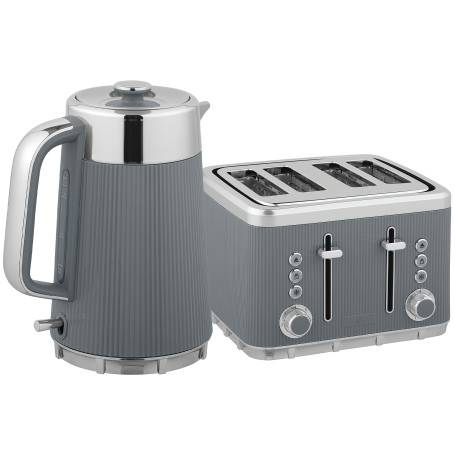 Vattenkokare 1,7 l Och Brödrost 4 Skivor Grå 2200 W
