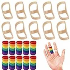 20 St Oval Finger Splint Kit, 10 Storlekar Finger Brace Support Oval Trigger Finger Splint & 10 Mjuka Ärmar för Tumme Mitt Ring Index Pinky (Blandade Färger)