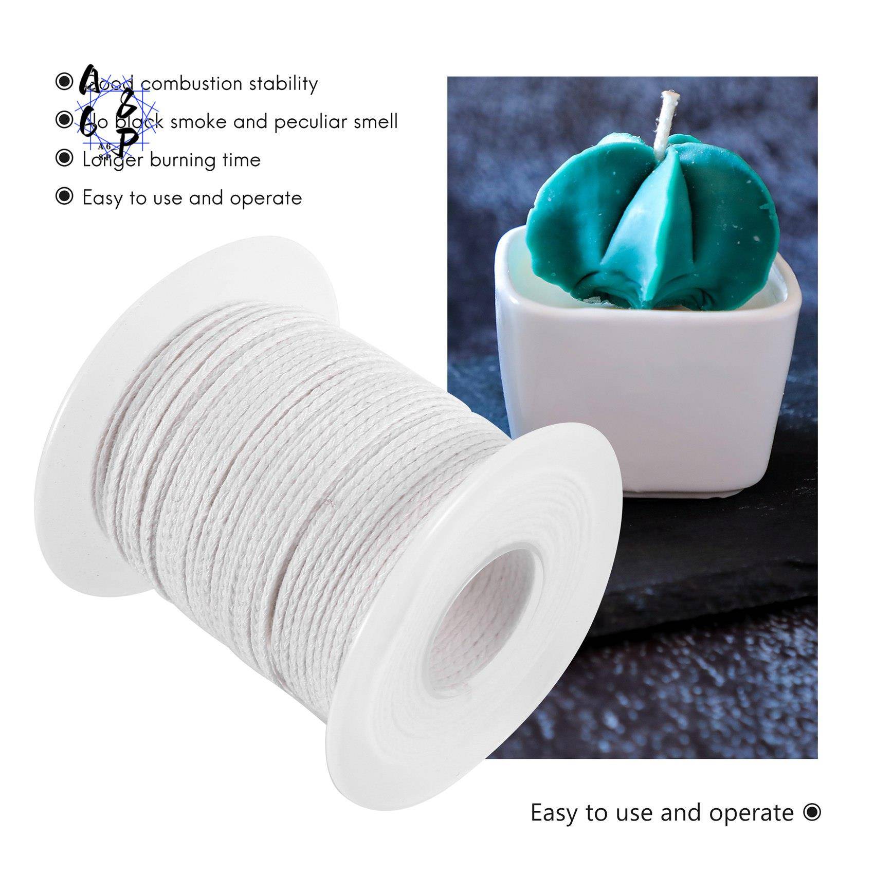 A68P-Candle DIY Tools,2 Rolls Braided Candle Wick Cotton Core And 200 Pcs Candle Wick Sustainer Tabs For Candles DIY Crafts