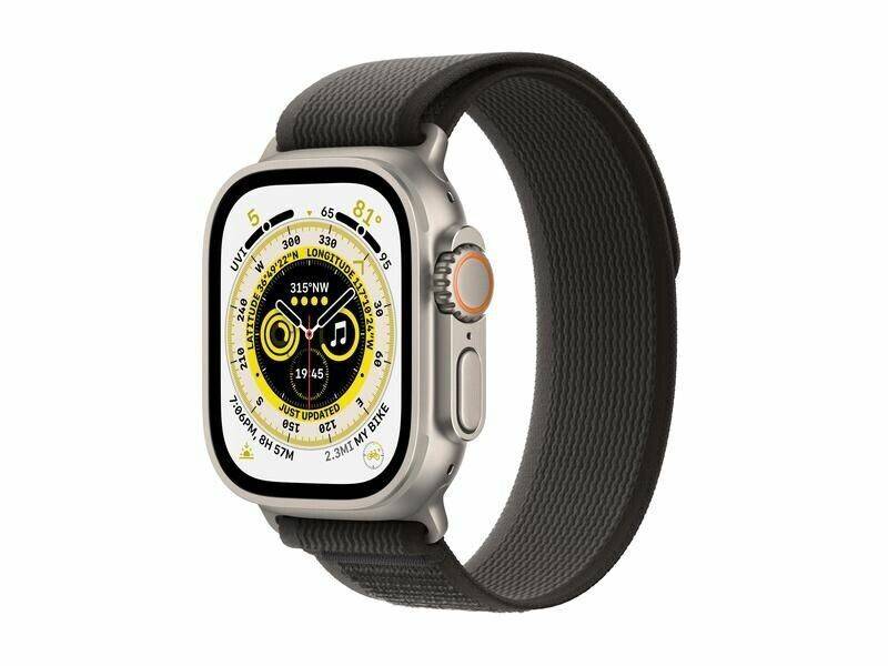 Apple Watch Ultra (2022) | 49 mm | GPS + Cellular | sølv | Trail Loop M/L sort/grå