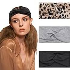 Bellisia breda pannband för kvinnors hår mjuka hårband för kvinnor boho elastiskt knutet pannband för vuxna 3 st yoga pannband träning absorberande hårband turban håraccessoarer