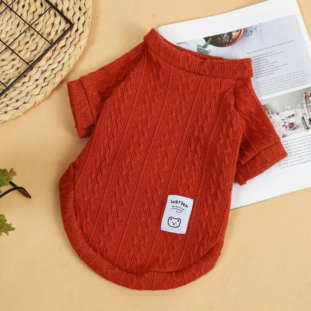 Long-Sleeve Knitted Pullover Sweater for Cats & Small Dogs - Red / S-suggest 1.2-2.5kg / SPC (S-suggest 1.2-2.5kg)