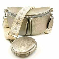 Women's Casual Waist Bag, Retro PU Fanny Pack, Outdoor Multi-Pocket Travel Chest Pack - Gold - one-size