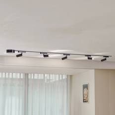 Skensystem 48V Lumaro Spots 5 lampor svart Ø 4cm dimbar Lindby,, Svart, Vardagsrum / matsal, Metall, Modern