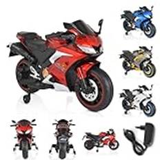 Moni Elektrisk motorcykel barn motocross MP3 bluetooth stödhjul lampor, färger: röd