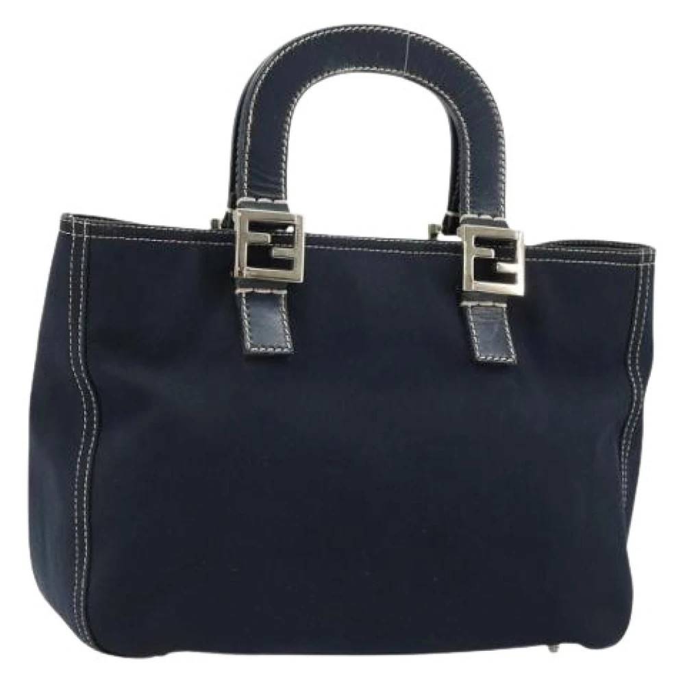 Fendi Vintage Pre-owned Vintage Canvas Håndtaske - Vintage - Dame - Blå - ONE SIZE - Læder