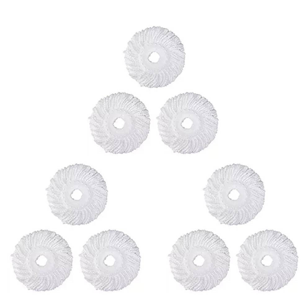 Mop Micro- Refill for 360 Spin Magic Mop-Microfiber Replacement Mop -Round Shape Standard Size (White-6 Pack)