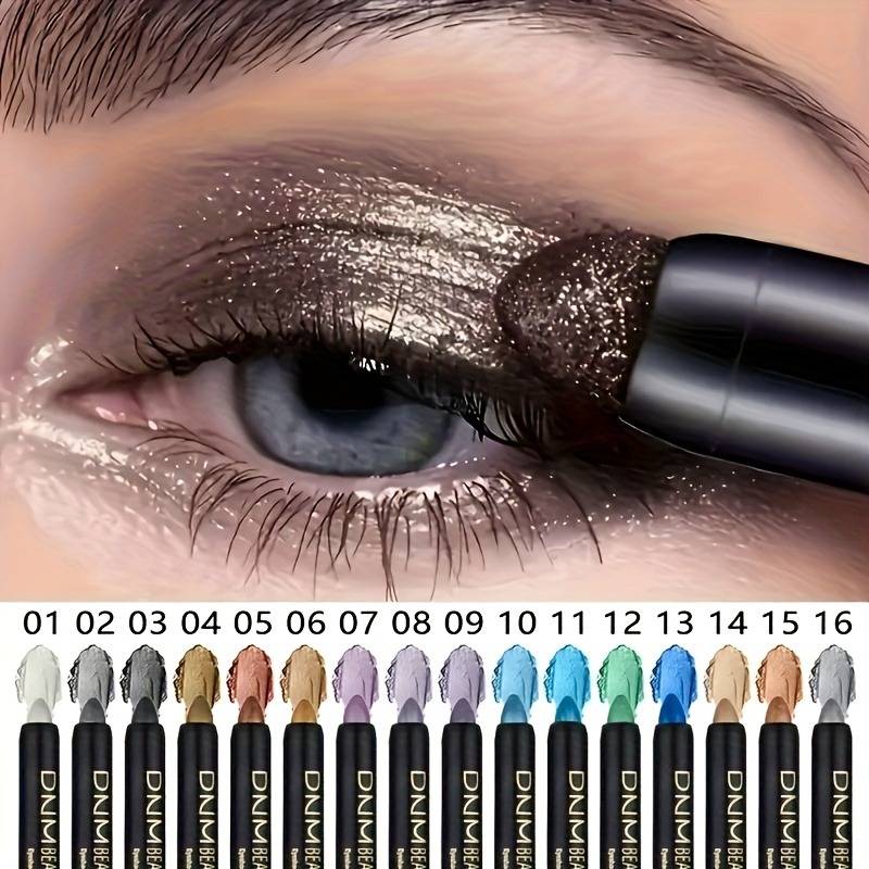 TEMU 16pcs Of Colorful Shimmery Eyeshadow Brush, Eyeliner Pen, Fluorescent Pen, Eyeliner Gel Pen. Suitable As Gifts For Mom, Gifts, Makeup Tools For Festivals/party Occasions. Spring Refresh