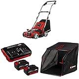 Einhell Akku-Vertikutierer-Lüfter GE-SA 36/35 Li Power X-Change (36 V, Brushless, 35cm Messerwalze, 28L Fangsack, einstellbare Arbeitstiefe, inkl. 2x 4,0 Ah Akku,Twincharger und Ersatzfangsack)
