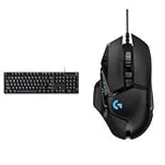 Logitech G413 SE mekaniskt gaming tangentbord i full storlek, Layout tysk QWERTZ - Svart & Logitech Gaming Mouse G502 HERO Corded Black