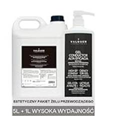 Valquer Laboratorios Valquer Conductive Gel Pack för professionellt bruk 1 L + 5 L (ultraljud, elektroterapi, etc.). Hög effektivitet. Kontaktgel. Vegansk. Estetisk gel - 6000 ml