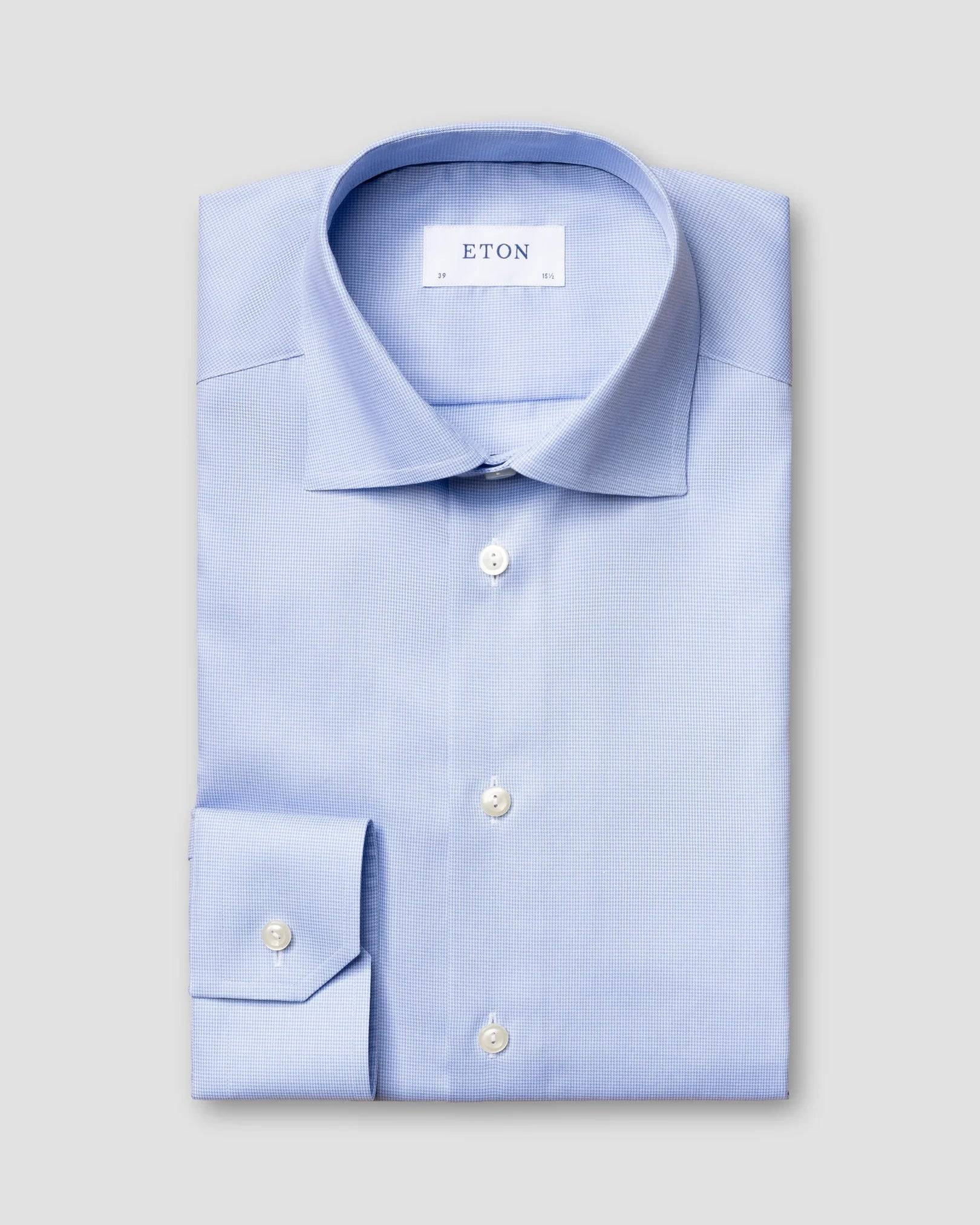 HOUNDSTOOTH SIGNATURE SHIRT / CONTEMP. FIT - LIGHT BLUE / 42