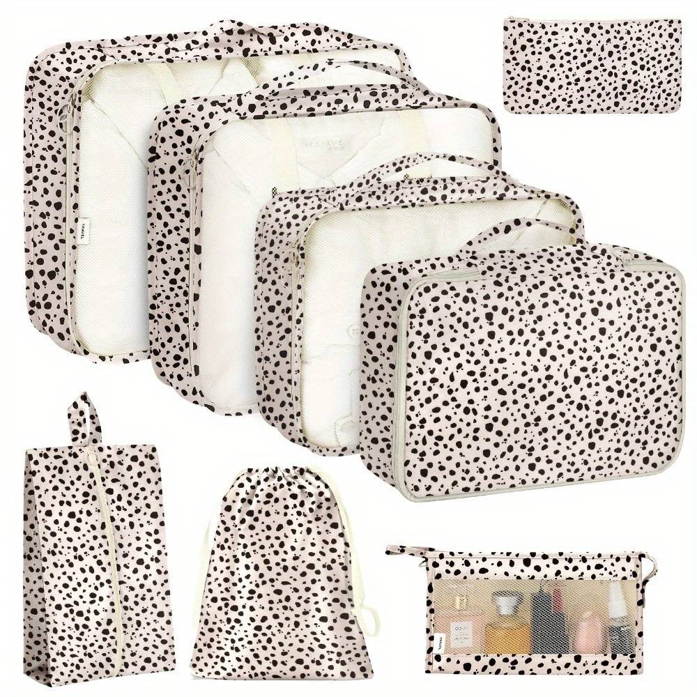 TEMU 8pcs, Cow Print And Leopard Print Packing Cubes Luggage Packing Organizers, Travel Accessories, Packing Cubes Suitcase Organizer Luggage Cubes Travel