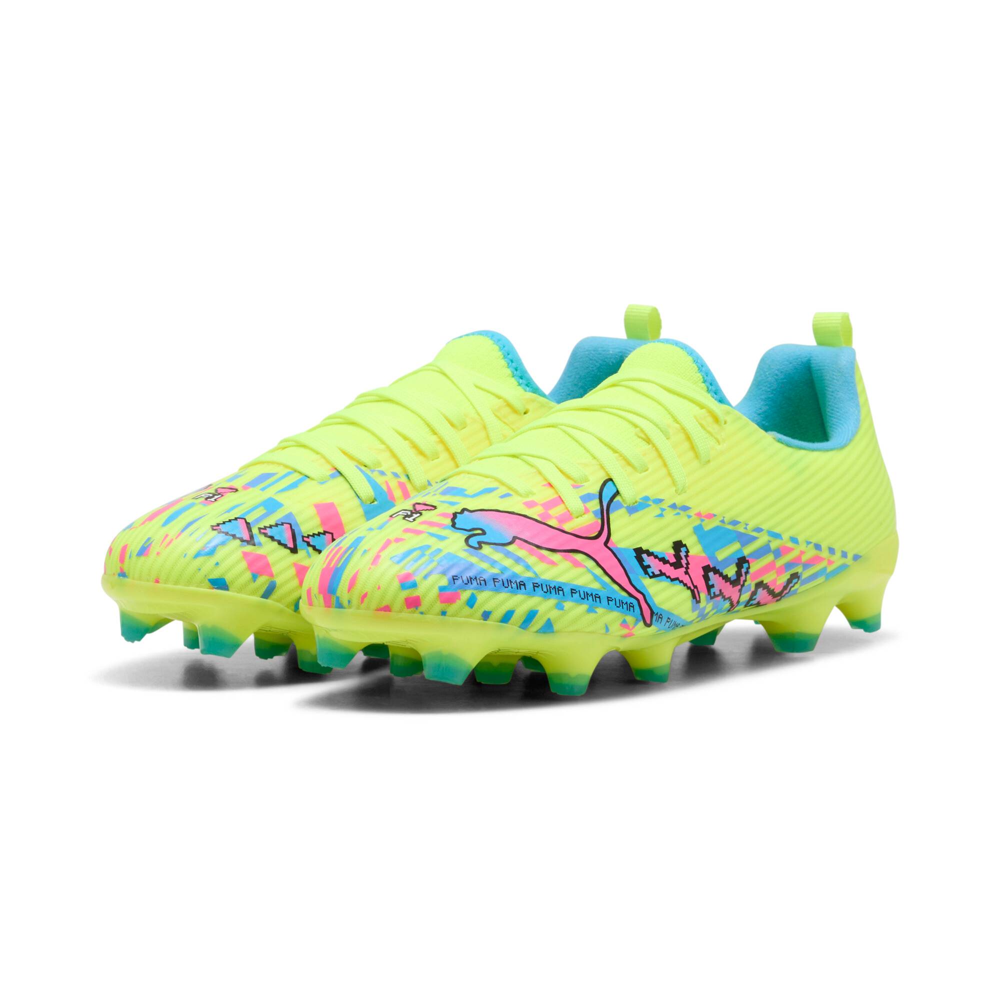 PUMA ULTRA 7 MATCH ADVANCED LEVEL FG/AG Football Boots Youth, Age, White/Blue Glimmer/Pink Glimmer, 31.5