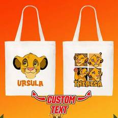 1 st Customized [Disney] Fashionabla solid beige tygväska tryckt med "The Lion King Simba", Unisex Travel Canvas hopfällbar handväska med stor kapacit - Multifärgad
