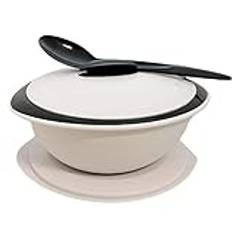 Tupperware Thermo-Duo set (2) håller värmen C132 skål 2,5 liter grå vit serveringssked C134