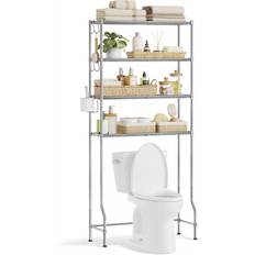 Badeværelsesopbevaring Over Toilet / Vaskemaskine 4 Hylder Sølvgrå Metal