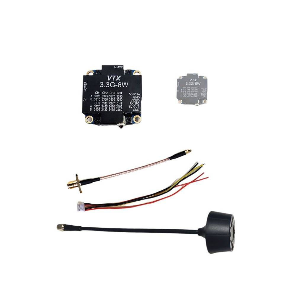3.3G 6W VTX+3.3G VRX 6000mW 16CH FPV Video Transmitter Module Receiver for Long Range FPV Racing Drone Frame