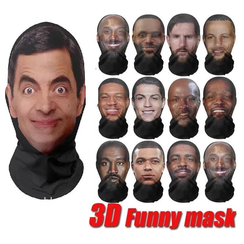 3D CR7 Messi Sömlös Mask Roligt Ansikte Tryckt Huvudduk Känd Person Isilke Solskydd Huvudmask Halloween Cosplay