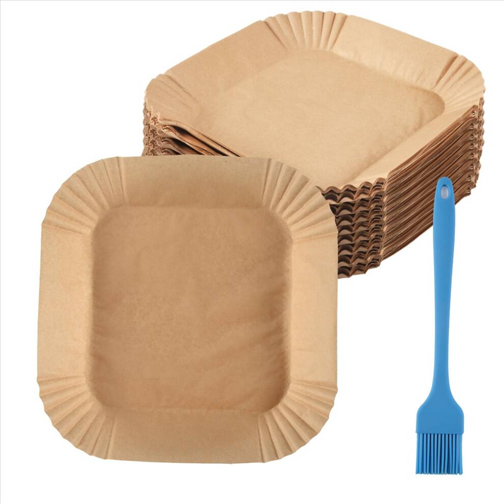Bagepapir til varmluftfrituregryde, firkantet (20 cm), pakke med 100 stk., engangspapir, non-stick, vandtæt