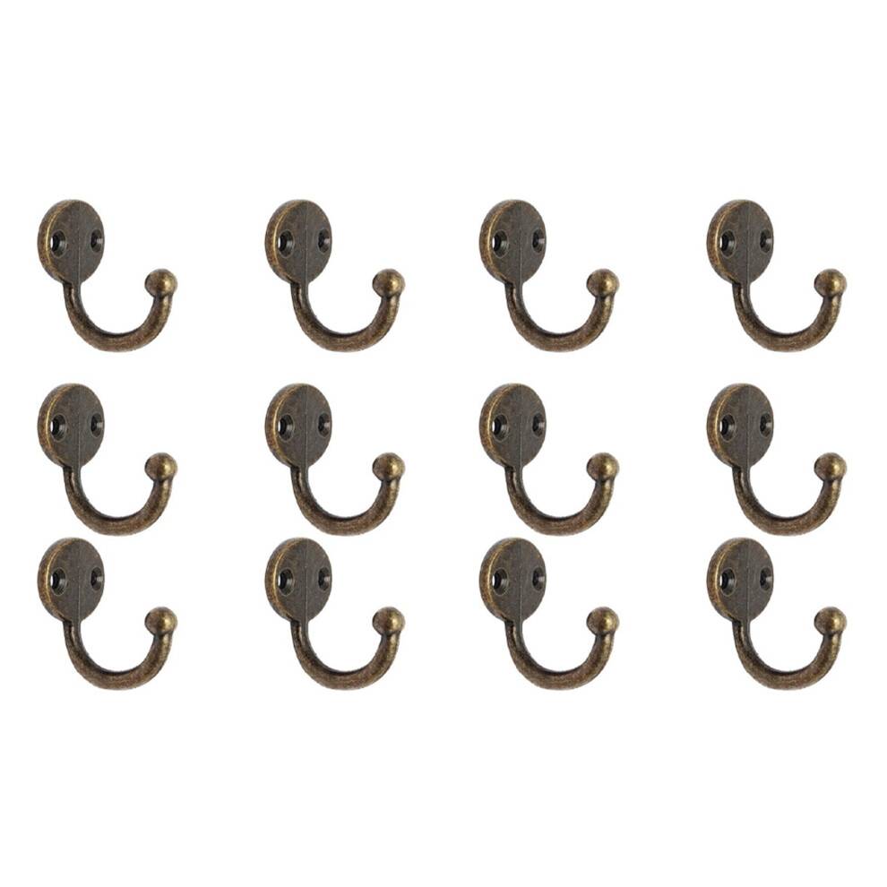 Lot 12Pcs Retro Coat Hat Hook Door Wall Hanger Alloy 35 x 30mm -Bronze