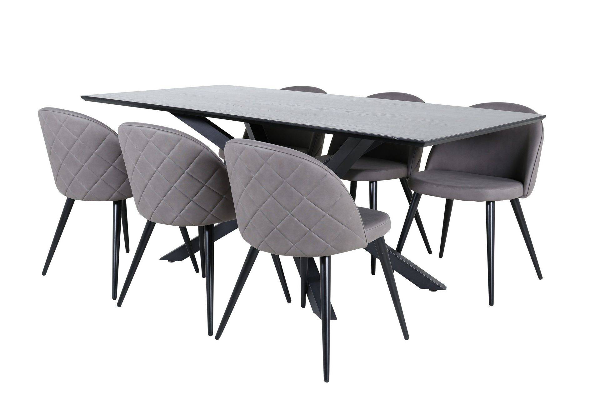 Piazza Matgrupp 180 cm Rektangulär med 6 Velvet stolar - Svart Svart,Grå Venture Home