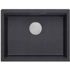LOGAN 100 GraniteQ sort diamantvask 59,5x45,1x21,5 cm 1-karmet underlimet vask med manuel vandlås i rustfrit stål