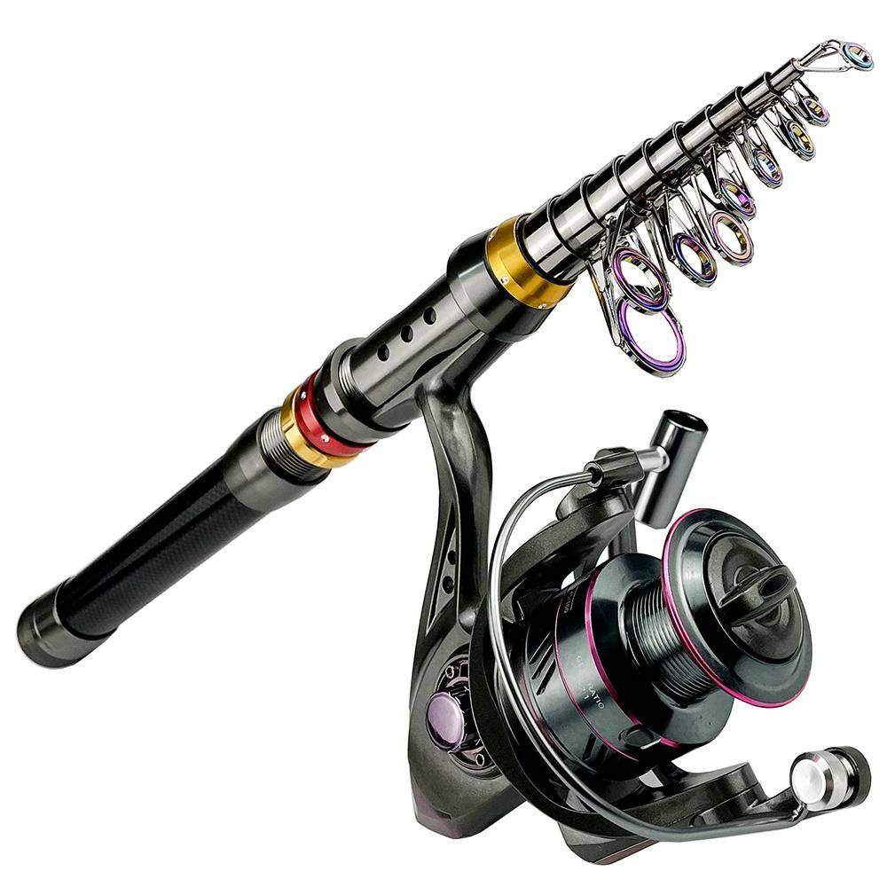 1,8-3,6 m kolfibersnurrande fiskespö 13BB rulle Combo teleskopisk fiskespö spinnrullesats Max motstånd 3-8 kg Pesca svart