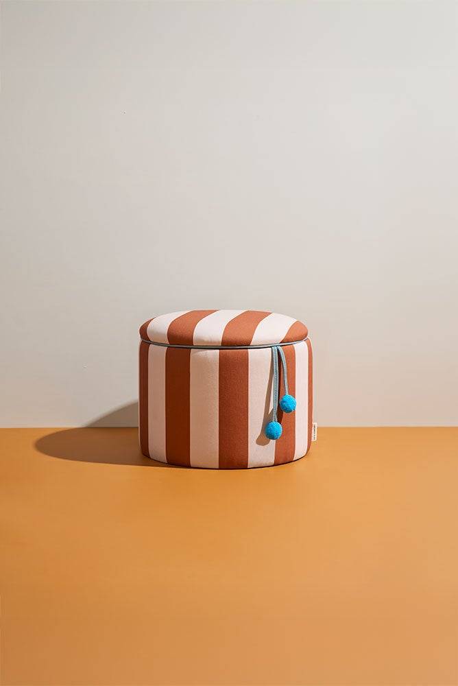 Sittpuff cylinder med förvaring brun 30 cm