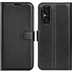 Sony Xperia 5 V Fodral Litchi Svart
