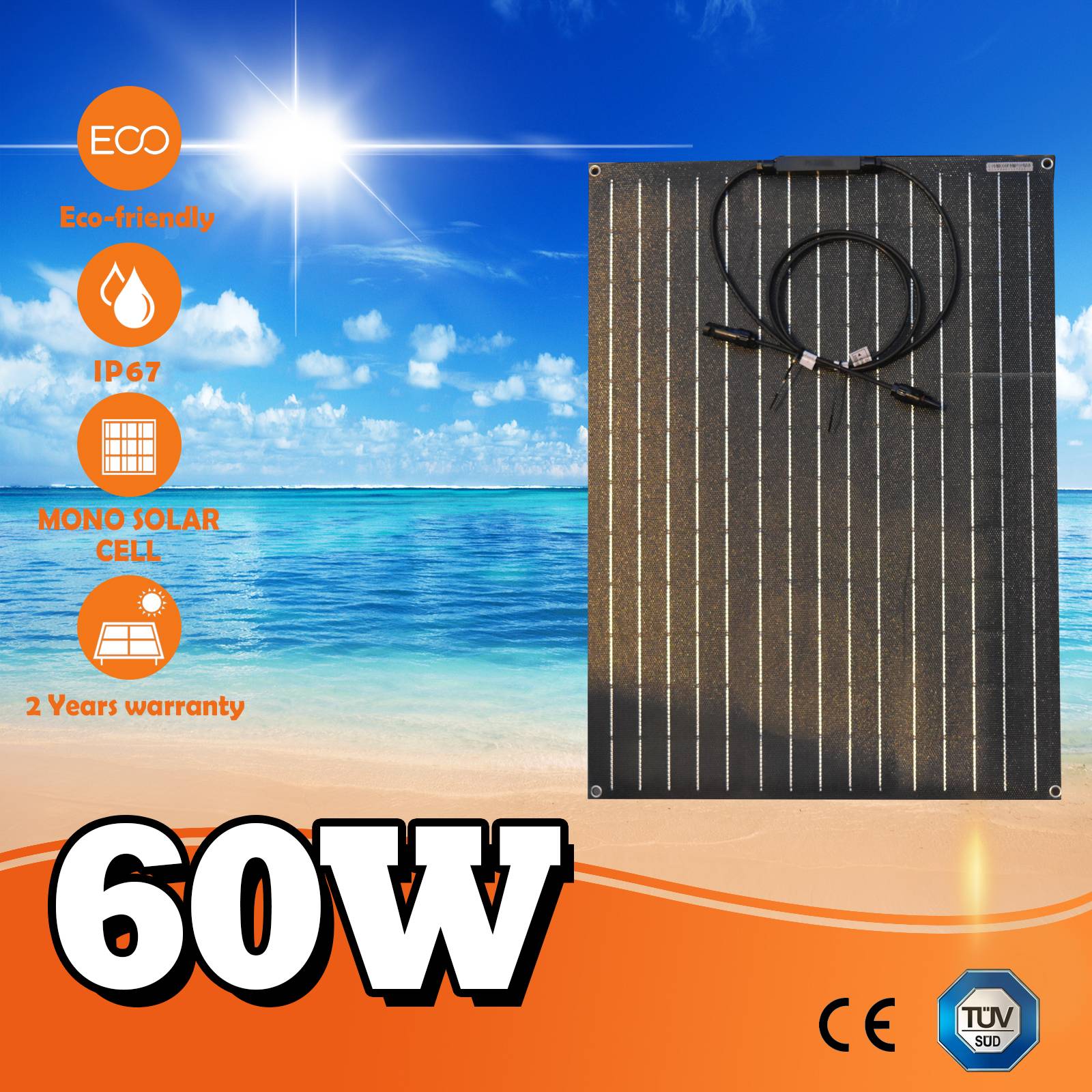 Solar Panel 60W 120w 18V 60W ETFE Flexible Solar for 12V Battery Charge System A Grade MonoCrystalline Solar Cell