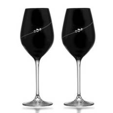 Black New Pen Hvidvinsglas med Swarovski krystaller - 2 stk.