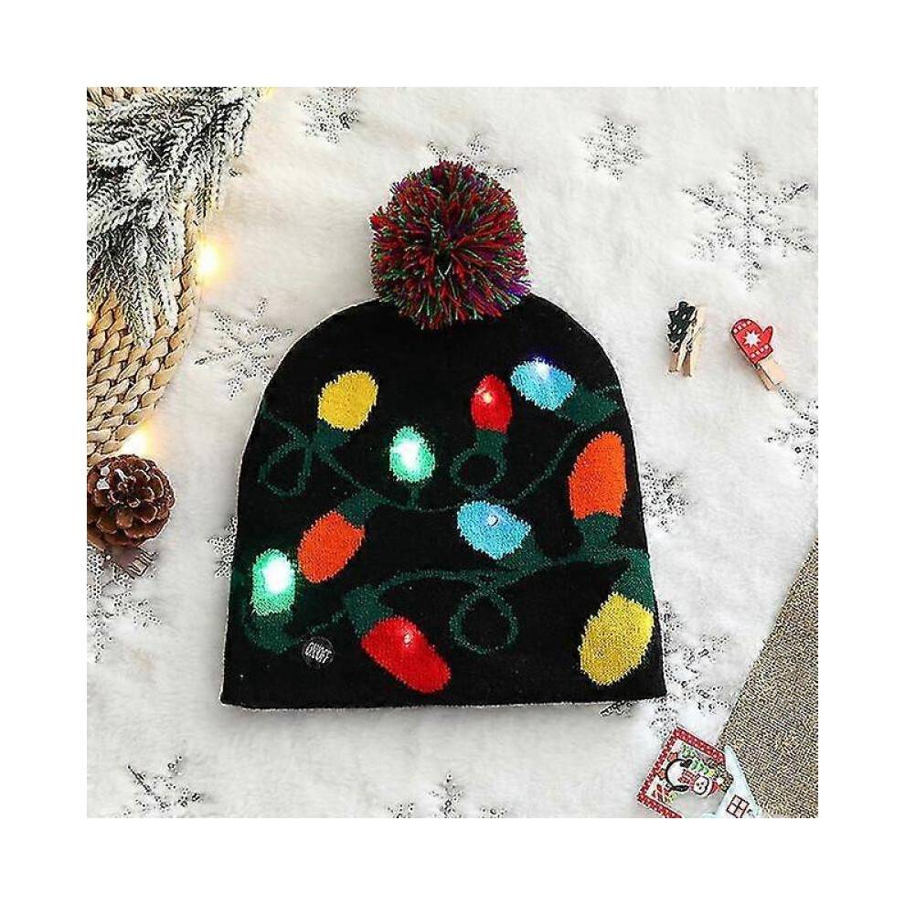 (3) Christmas Hats Flash Light Up Knitted Hat Adult Child Santa Hat With Led Light New Year Party Christmas Party Gifts
