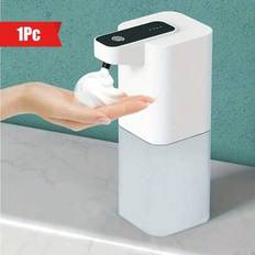 [400ml beröringsfri automatisk tvålpump] 1 st 500mAh automatisk tvålpump, 400ml/14oz beröringsfri sensorskummande tvålpump, USB-laddningsbar, handsfri - Vitt (Vit 1 maskin-skum modell,Förvaringsställ utan stans (maskin ingår ej))