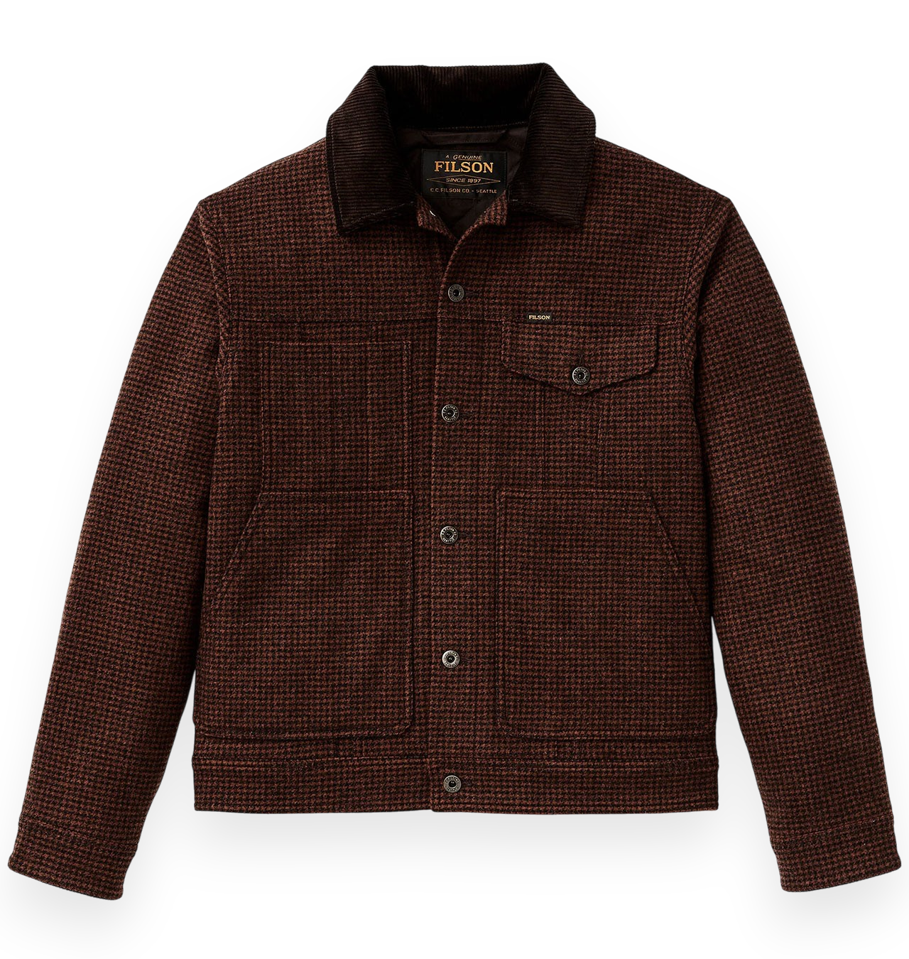 Filson - Spokane Insulated Short Wool Cruiser Jacket - Merlot / Black Plaid, Filson