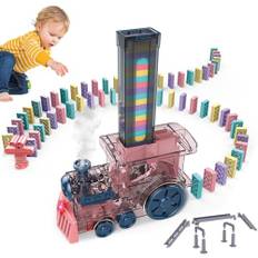 Domino Leksak, Domino-tåg med ljud, rolig leksak för barn, elektrisk dominoleksak, automatiskt tåg för barn, tåg med ljud och ljus, lek