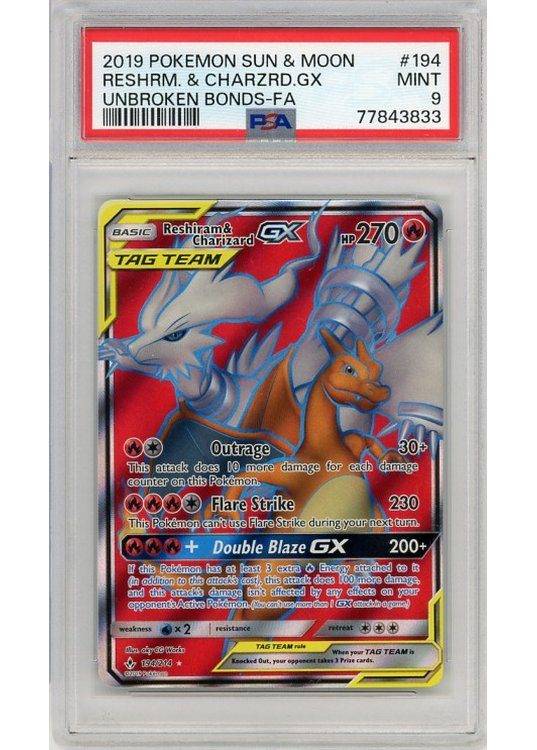 Reshiram & Charizard GX - 194/214 - PSA 9.