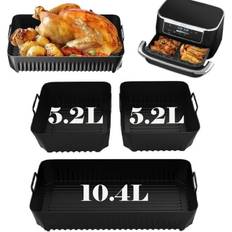 Silikoneform til airfryer, kompatibel med Ninja Foodi Flex 10,4 L AF500EU, airfryertilbehør til Ninja AF500 (10,4 L + 2 × 5,2 L)