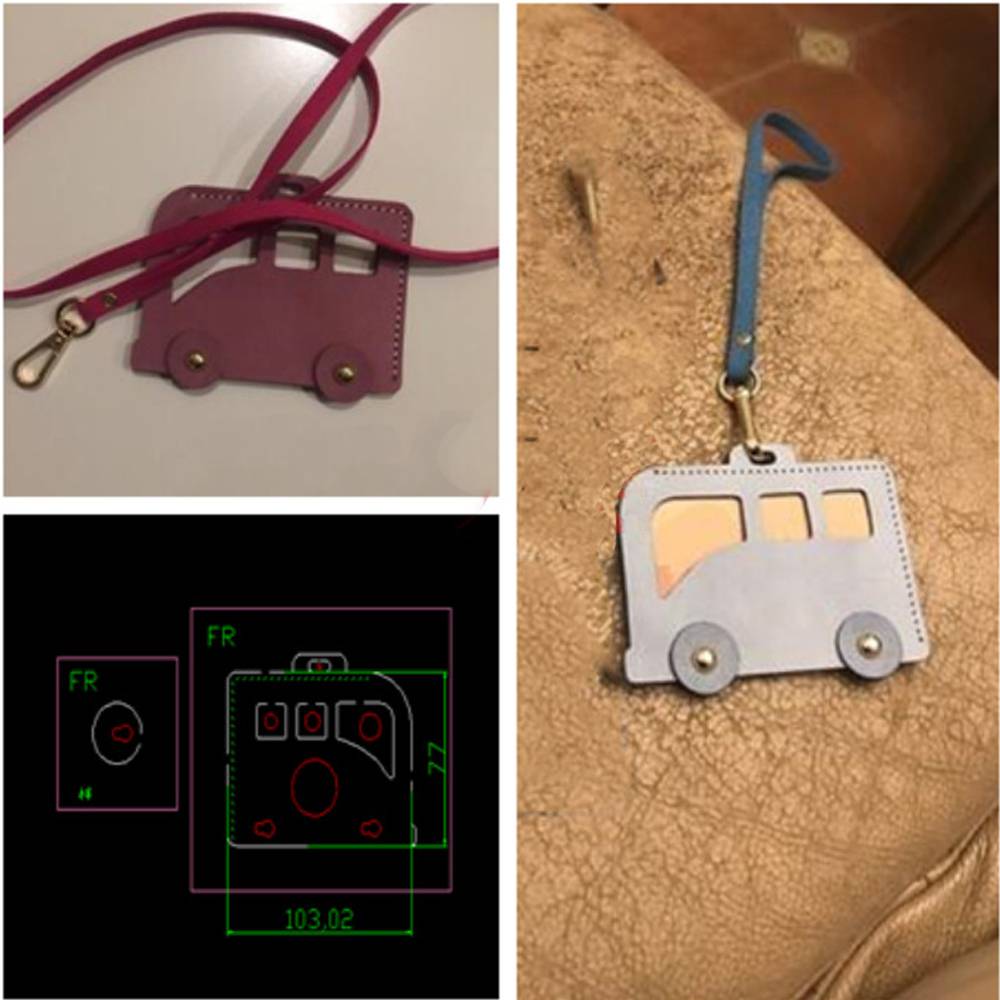 DIY leather craft cute bus shape card holder modeling die cutting knife mould hand punch tool template
