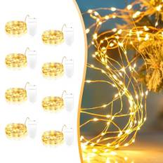 8-pack 2 meter varm vit dekorativ flaska ljusslinga, 20 LED mini koppartråd ljusslinga, vattentät nattlampa, lämplig för gör-det-själv, fest, gräsmatta, julfestival, inomhus och utomhus