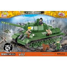 COBI-2524 WW2 rysk T-34/85 Stridsvagn med 4 figurer + 1 hund