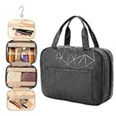 Hängbar necessär för resor,Hängbar necessär - 4 fack Travel Toiletry Organizer med krok,Bärbara förvaringsväskor för borstar, vattentät researrangör
