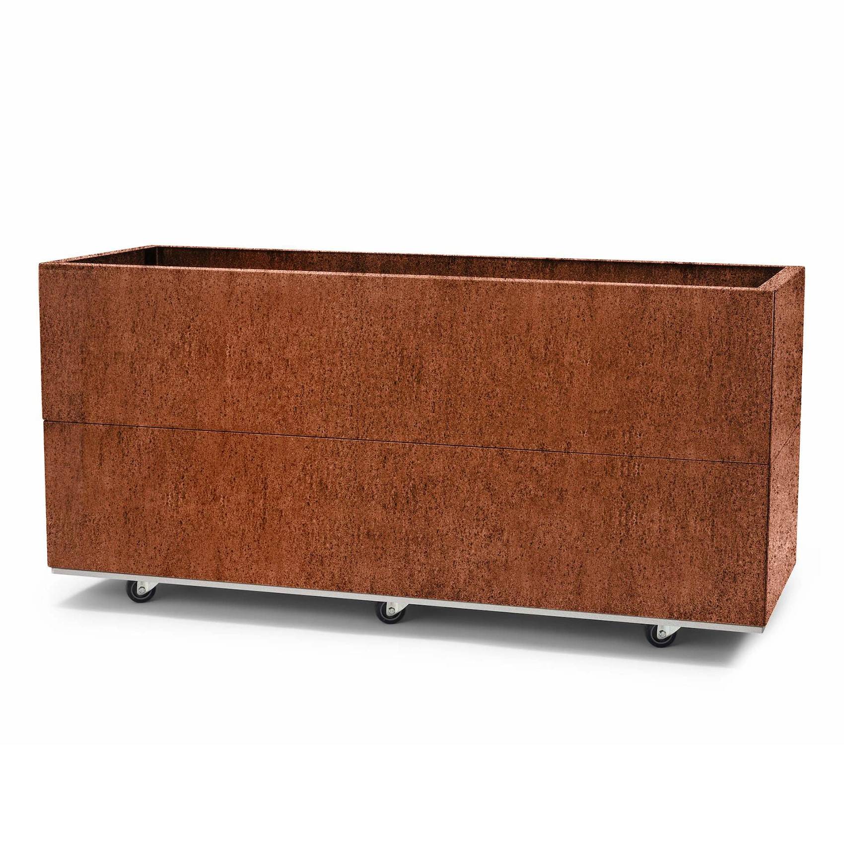 BEDD odlingslåda med hjul/ben - 120x60x50 cm, naturrost - Brun