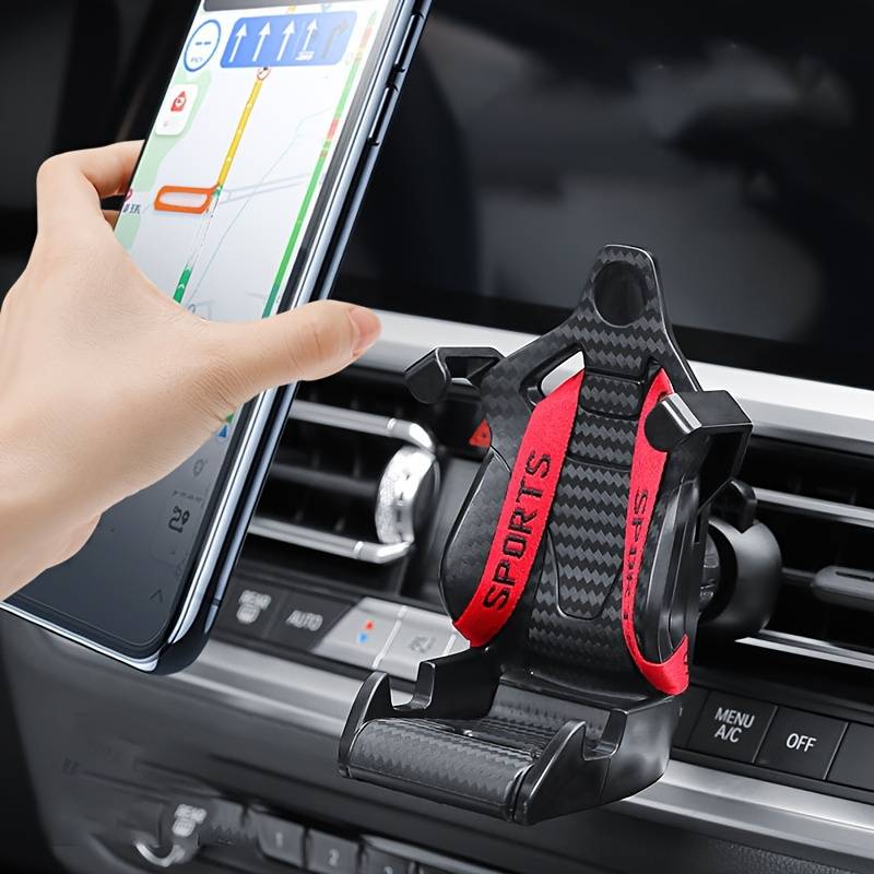 Carbon Fiber Pattern Racing Seat Style Phone Holder Gps Mount Compatible With Iphone Xiaomi Huawei Air Vent Smartphone Holder