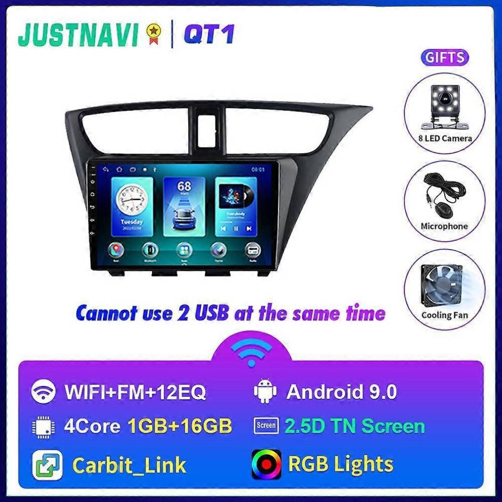 (QT1 1G 16G 1 USB RHD) 2din Android 10 Car Radio For Honda CIVIC Hatchback 2012-2017 Multimedia Video Player Navigation GPS NO 2din DVD Stereo