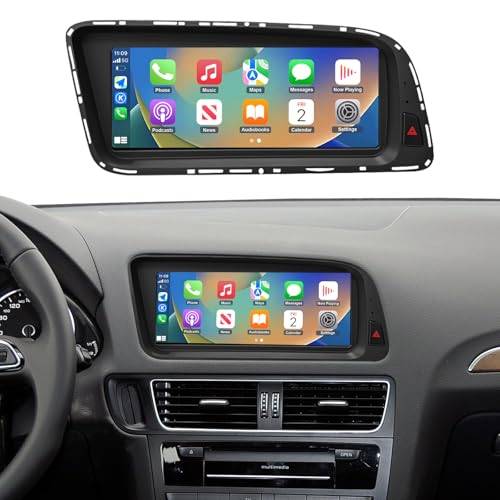 Road Top 8,9 tums bilradio trådlös CarPlay pekskärm för Audi Q5 2009-2017 år med 3GMMI, bilradio stereo multimedia skärm, stöd för trådlös Android Auto, navigering, Mirrorlink